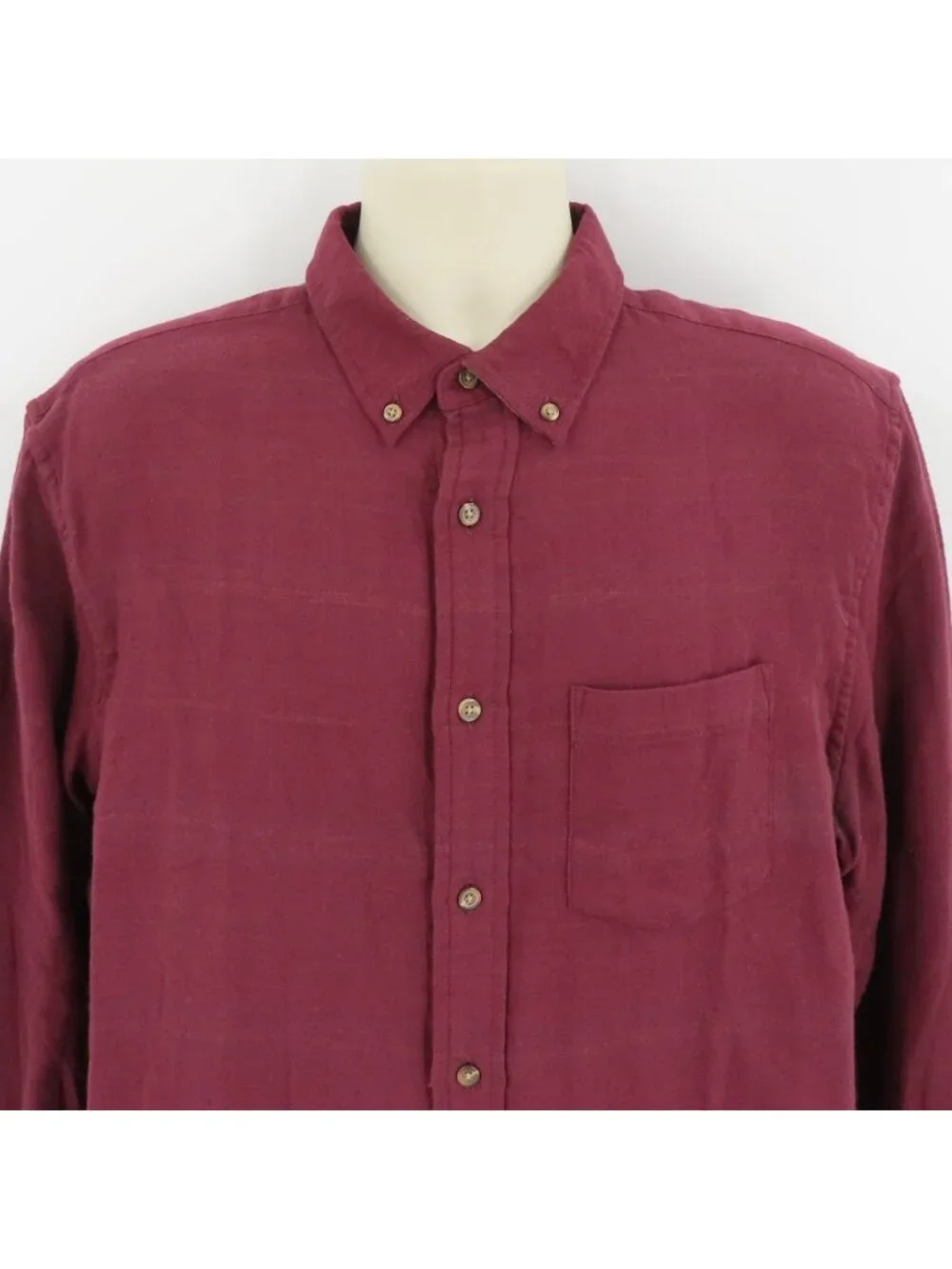 Banana Republic Mens Large Standard Fit Red Wine Collar Button Front Shirt NEW